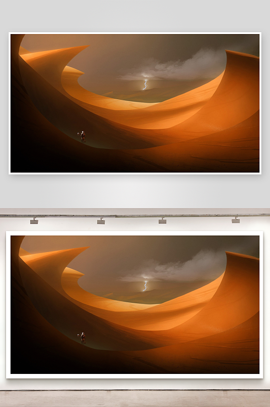 沙漠风暴中的孤独旅人-众图网