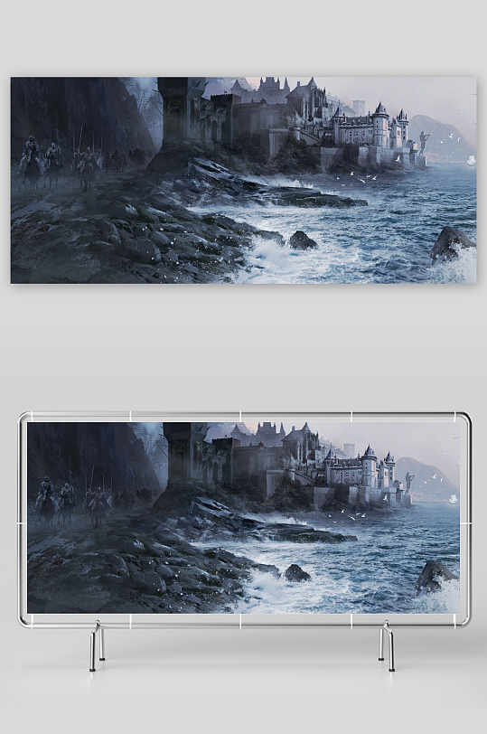 海边古城骑士行进图-众图网