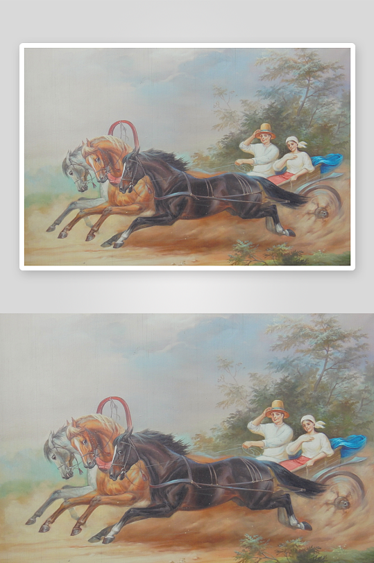 油画中马车疾驰场景-众图网