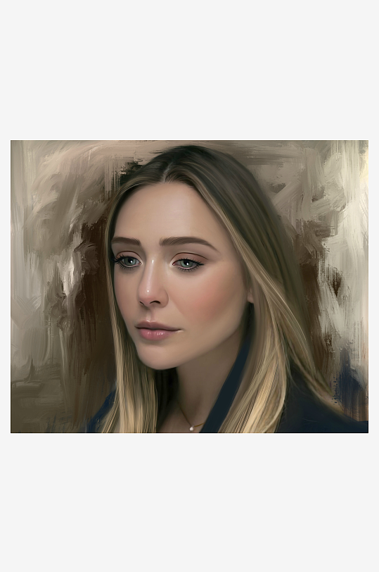 油画风格女性肖像画-众图网