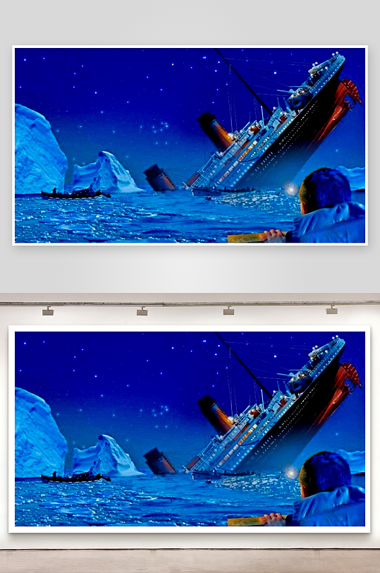 泰坦尼克号沉没夜景-众图网