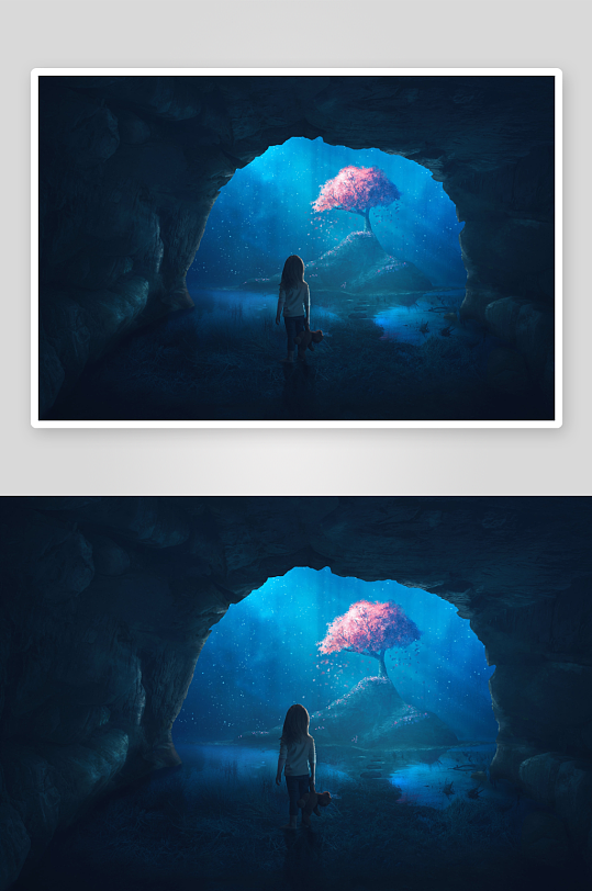 洞穴深处奇幻树景-众图网