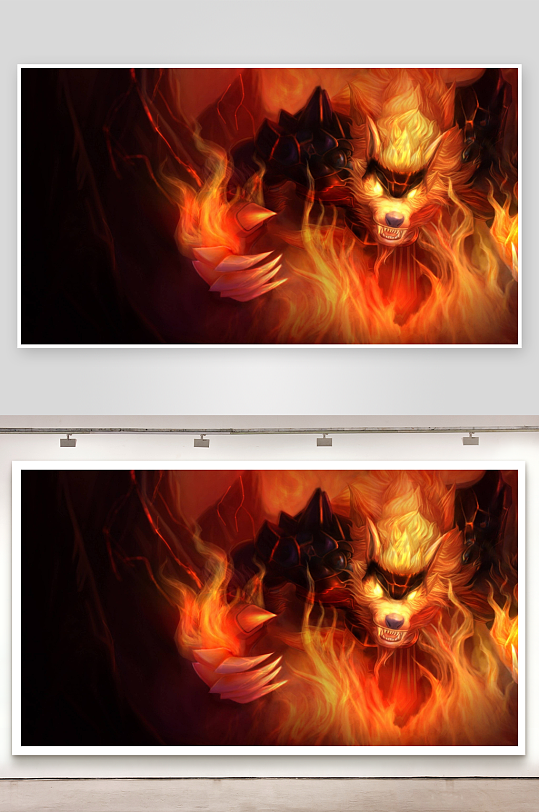 火焰中的神秘兽类生物-众图网