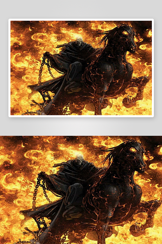 火焰中的骷髅骑手与黑马-众图网