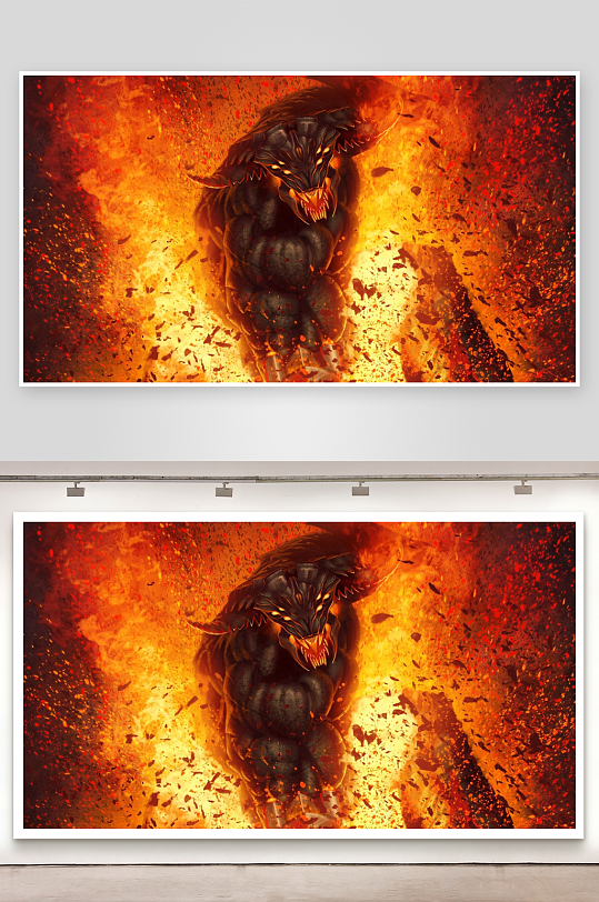 火焰中的黑暗巨兽-众图网