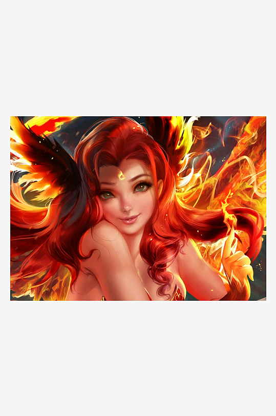 火焰天使少女艺术插画-众图网