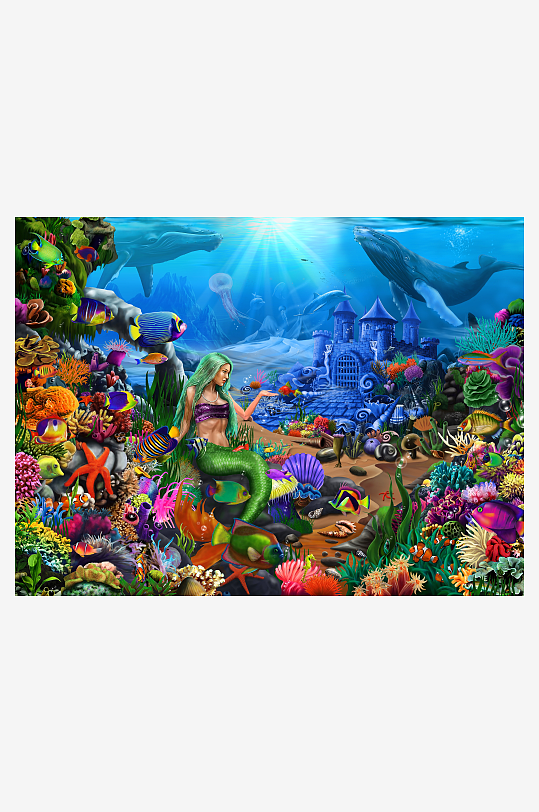 海底美人鱼与奇幻珊瑚世界-众图网