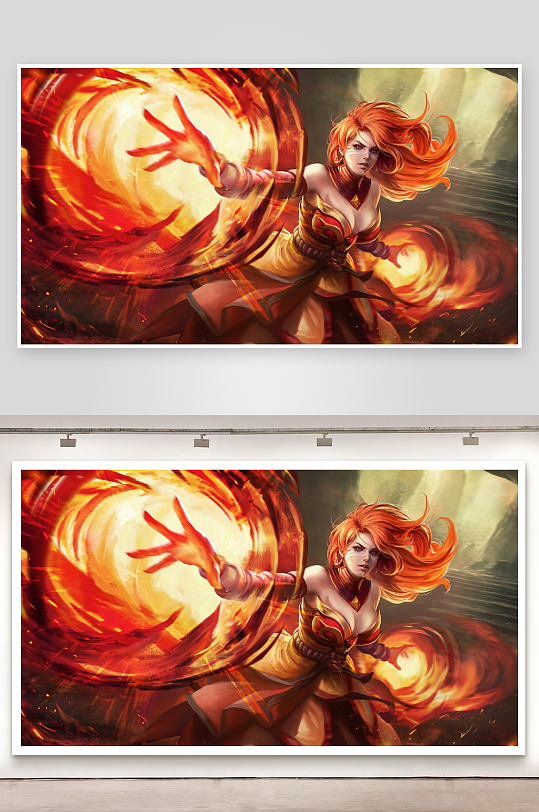 火焰女神施展魔法力量-众图网