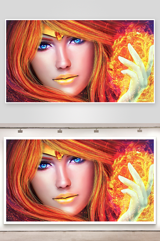 火焰女神神秘掌心火焰-众图网