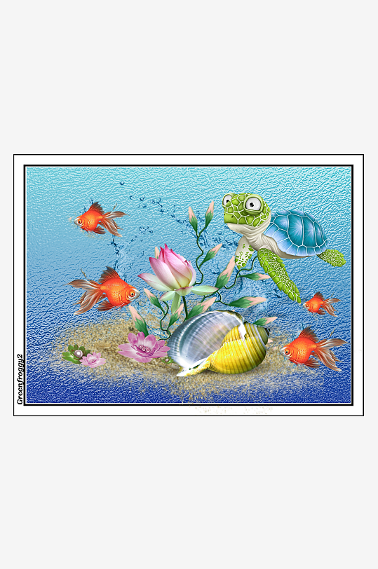 海底金鱼与海龟和谐共生-众图网