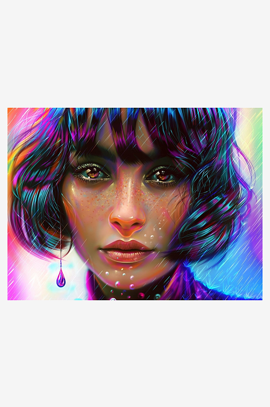 炫彩光影下的女性肖像艺术-众图网