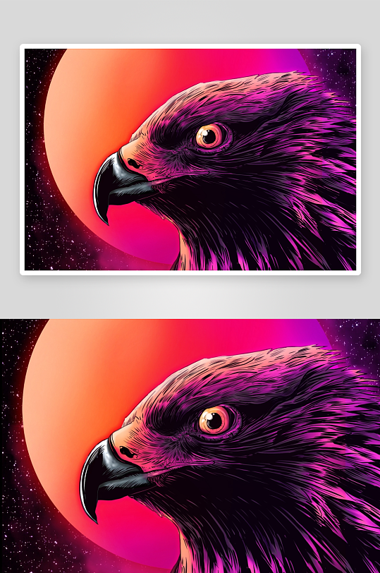 炫彩星空鹰首特写艺术画-众图网