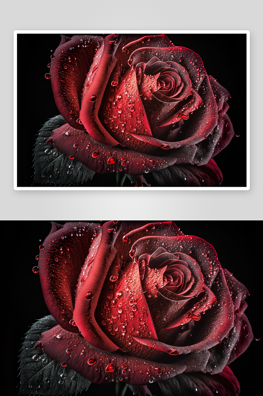 深红玫瑰水珠特写-众图网