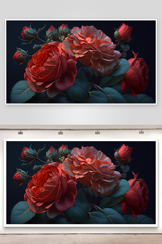 深色背景下的红玫瑰花束-众图网