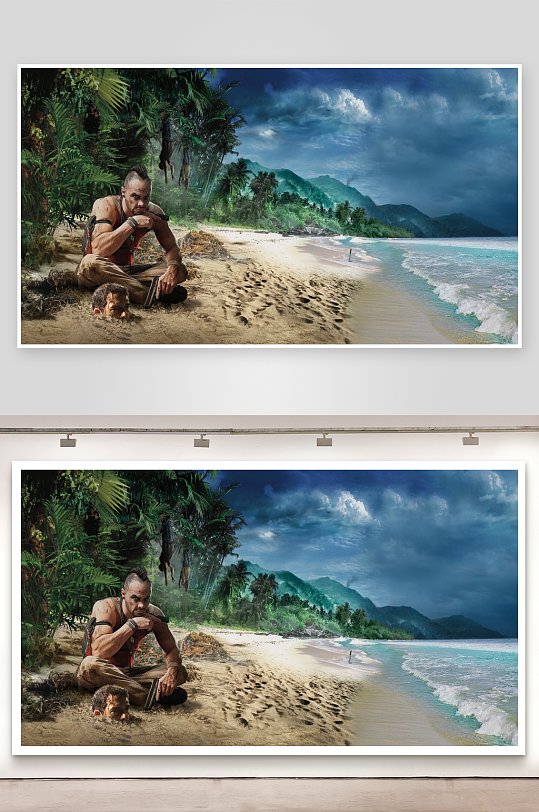 热带海滩丛林枪战场景-众图网