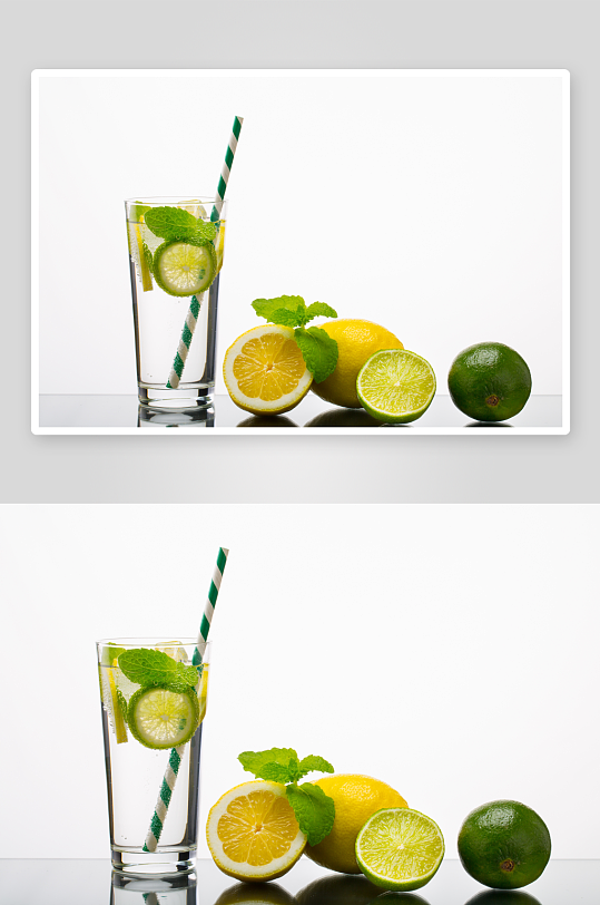清新柠檬青柠饮品与水果-众图网