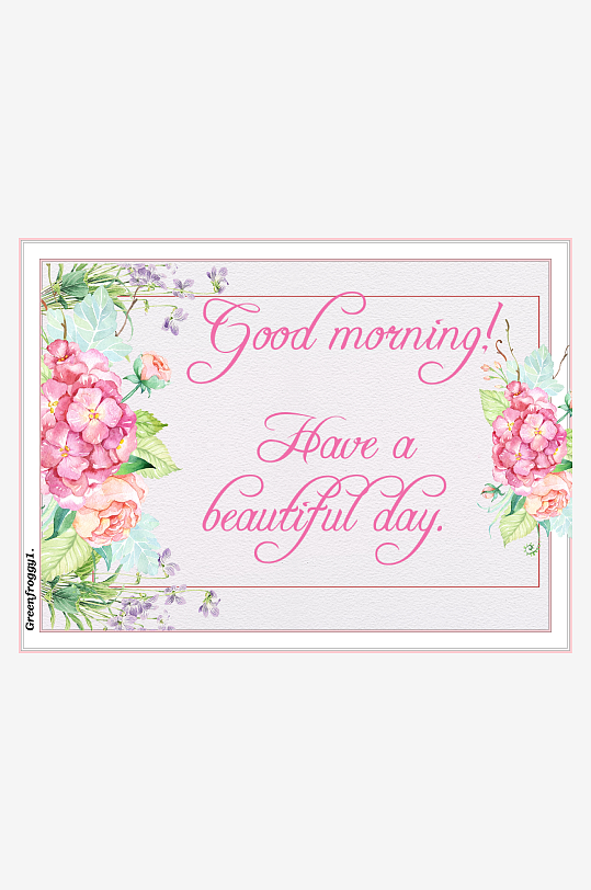 清晨花语卡片祝你美好一天-众图网
