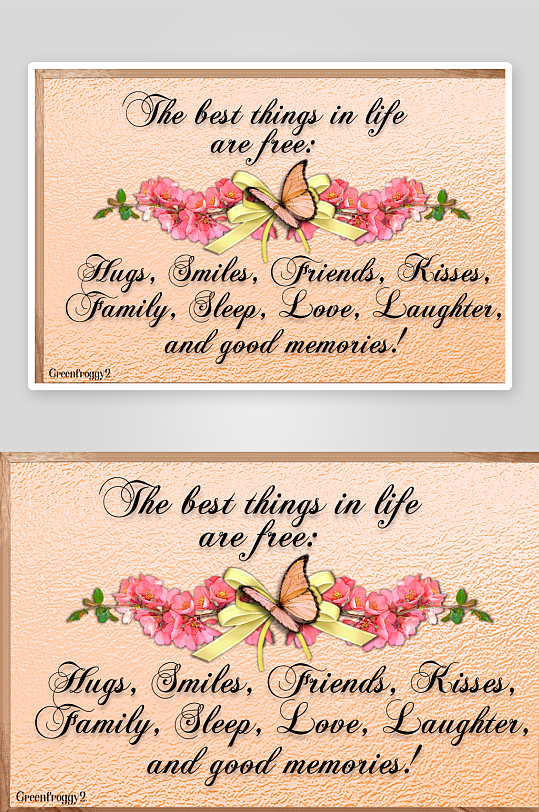 温馨祝福卡片蝴蝶花-众图网