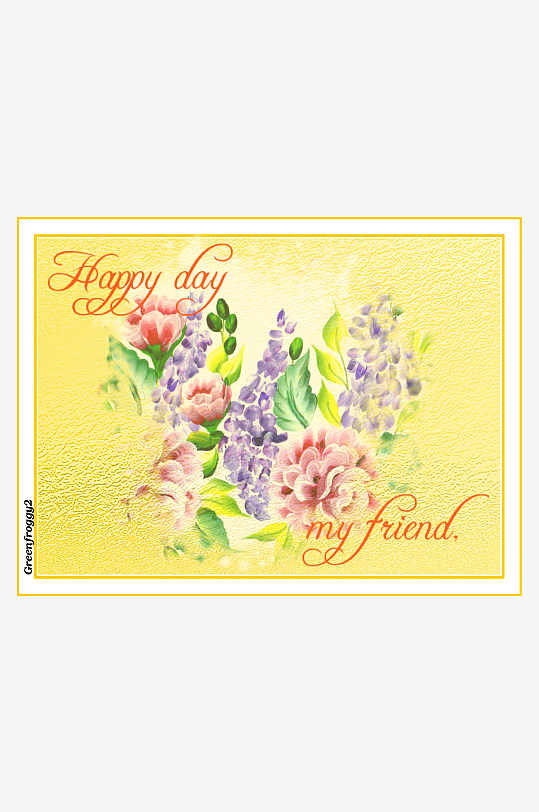 温馨花束贺卡祝友人节日快乐-众图网