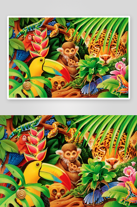 热带雨林动物生态画卷-众图网
