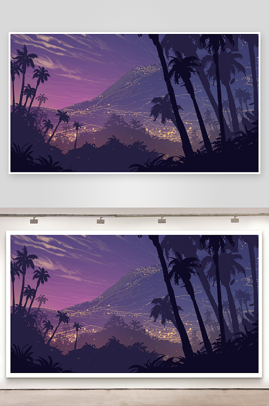 热带雨林夜景星空下的山峦-众图网