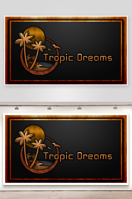 热带风情木刻风格标志设计-众图网