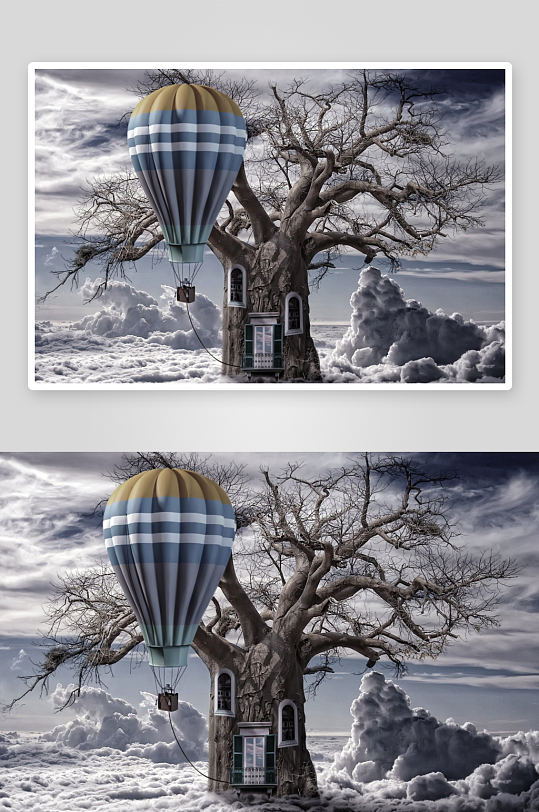 热气球树屋云端梦幻景象-众图网