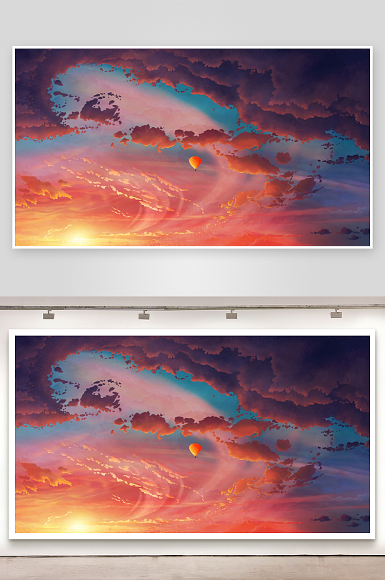 热气球飞越绚丽云海-众图网