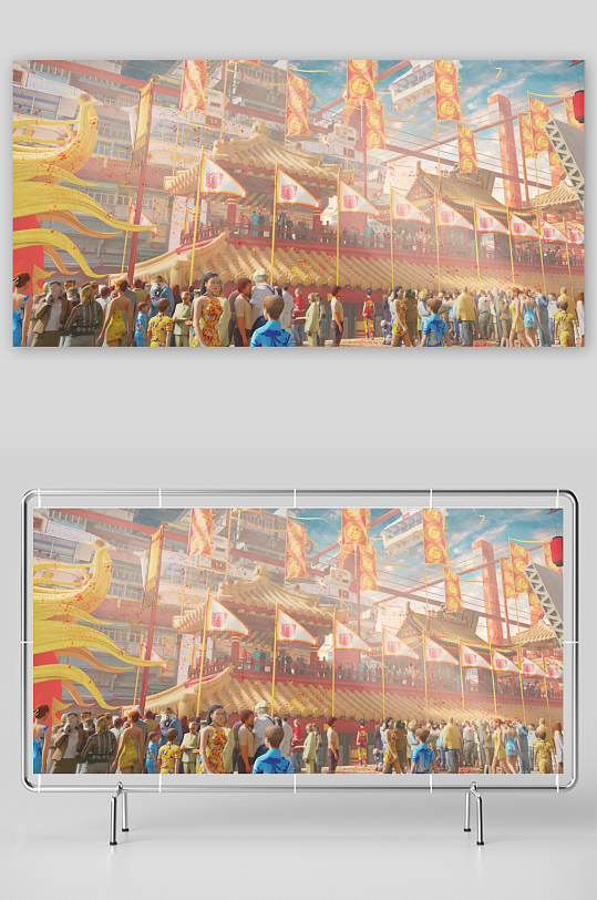 热闹节庆街头人群欢聚-众图网