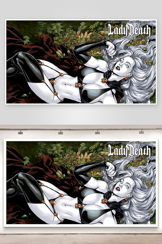 漫画封面女英雄躺卧落叶中-众图网