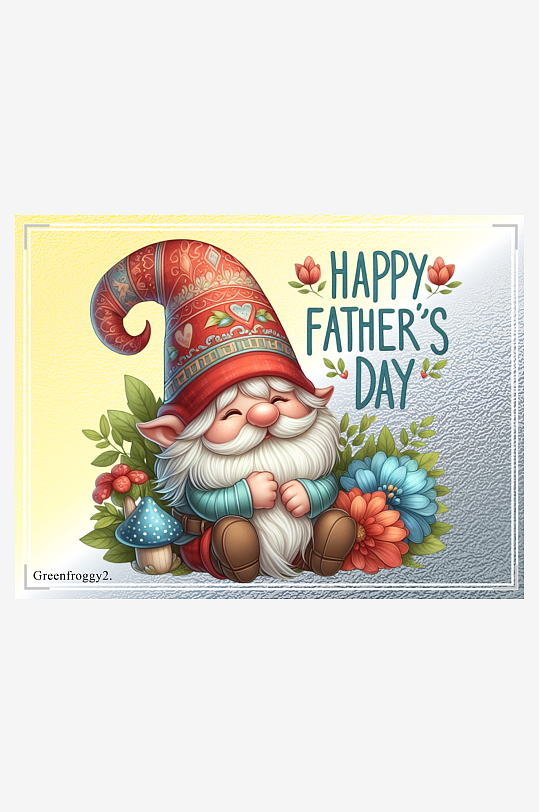 父亲节卡通小精灵贺卡-众图网