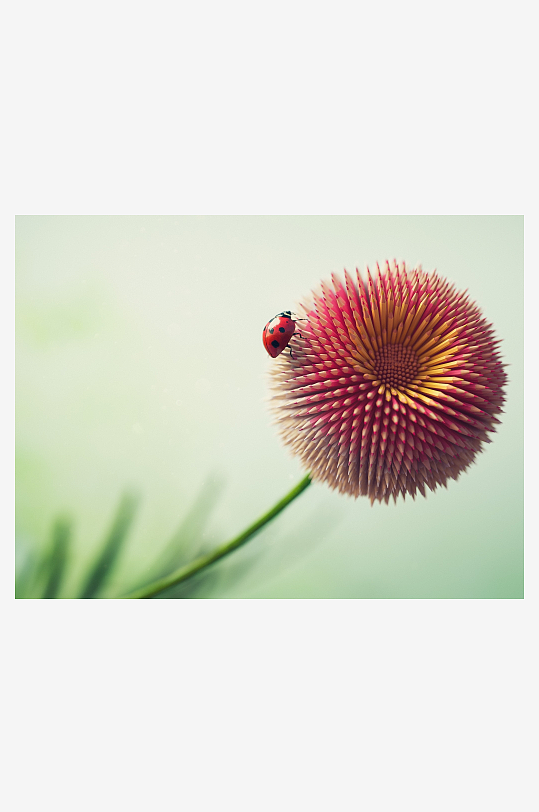 瓢虫停驻花蕊特写-众图网