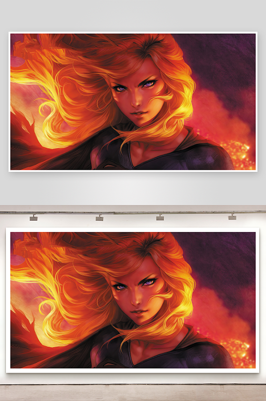 火焰长发女性艺术肖像-众图网