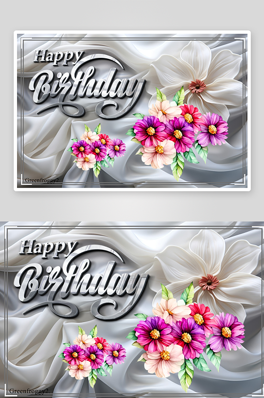 生日祝福贺卡鲜花绽放-众图网