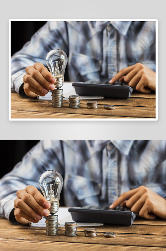 灯泡叠币创意理财画面-众图网