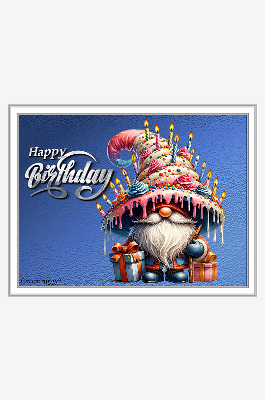 生日蛋糕帽小矮人庆祝礼物-众图网