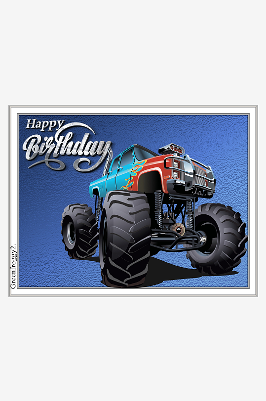 生日贺卡上的巨型卡车图案-众图网