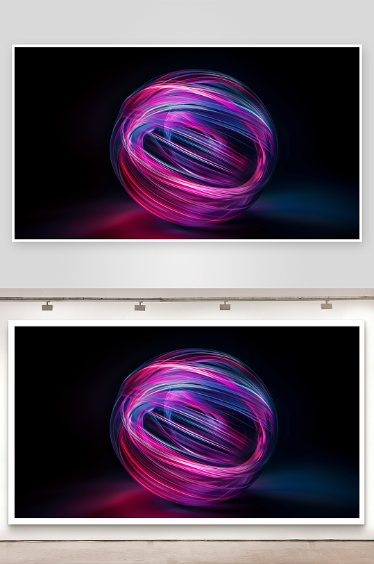 炫彩光带交织的抽象球体-众图网