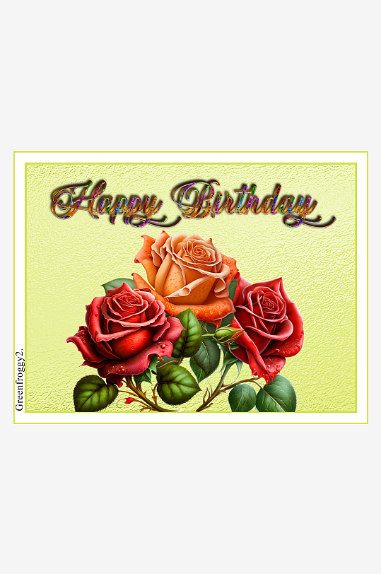 生日贺卡上的玫瑰花束-众图网