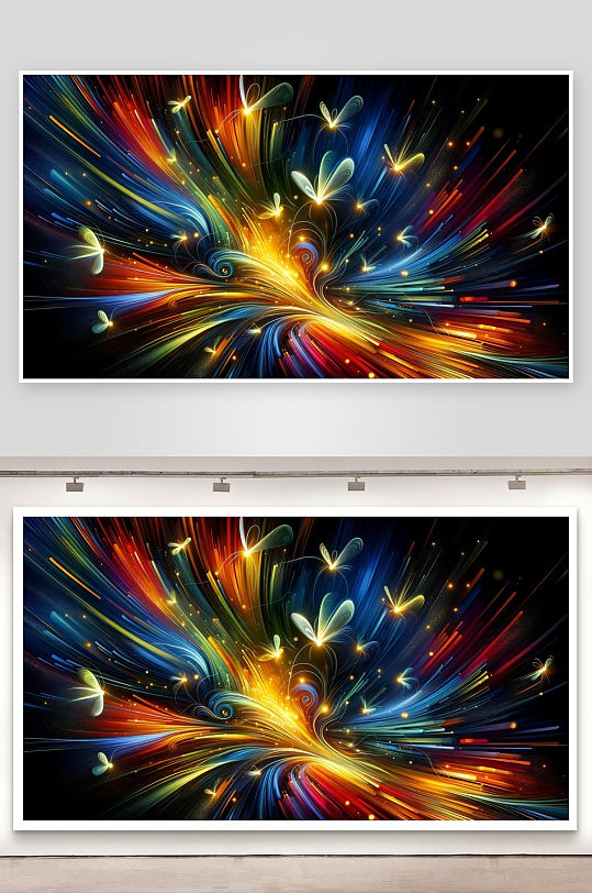 炫彩光带飞舞蝴蝶图案-众图网