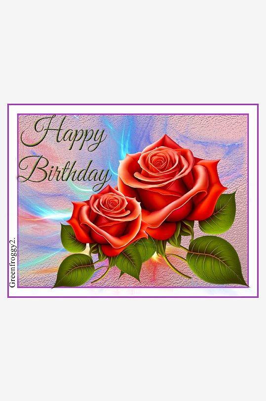 生日贺卡上的红玫瑰图案-众图网