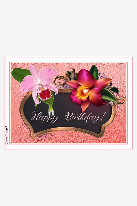 生日贺卡上的花卉装饰-众图网