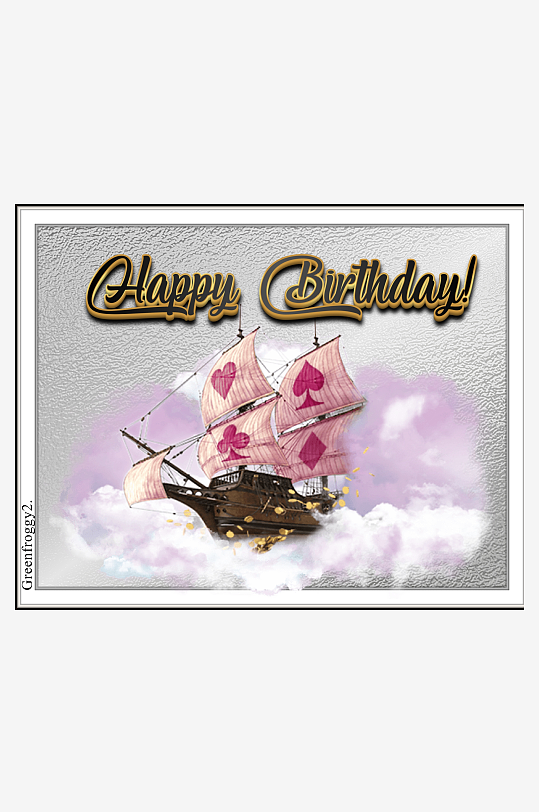 生日贺卡帆船云中航行-众图网