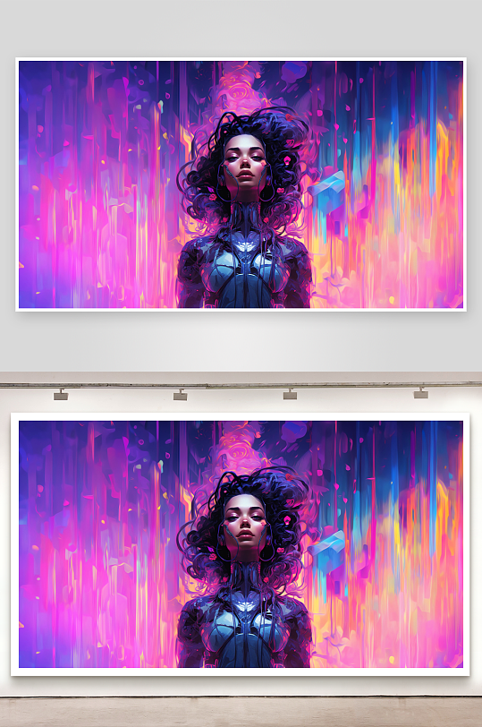 炫彩光影中的神秘女性艺术画像-众图网