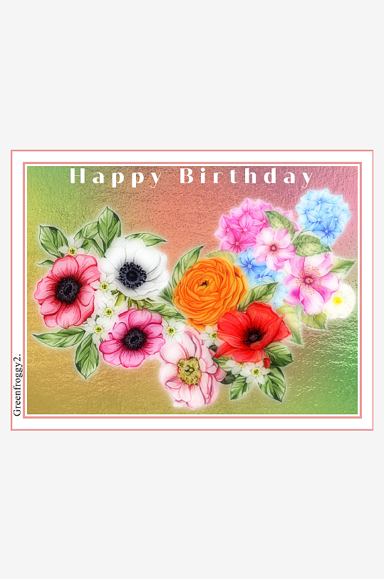 生日贺卡鲜花绽放色彩缤纷-众图网