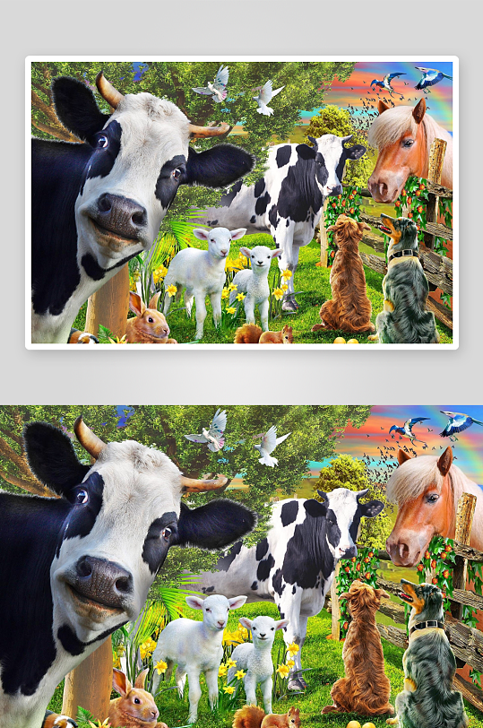 田园风光动物集锦画面-众图网