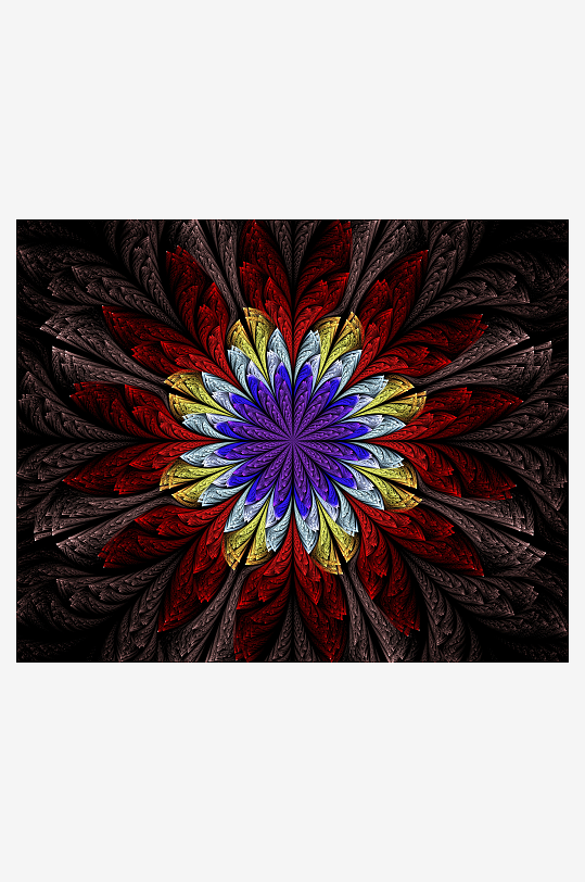 炫彩对称花瓣图案艺术设计-众图网