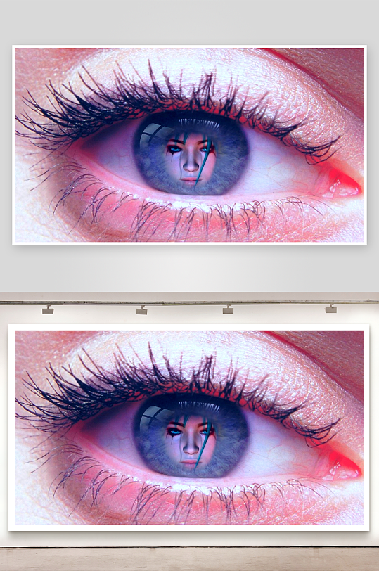 眼睛瞳孔中映射的神秘面孔-众图网