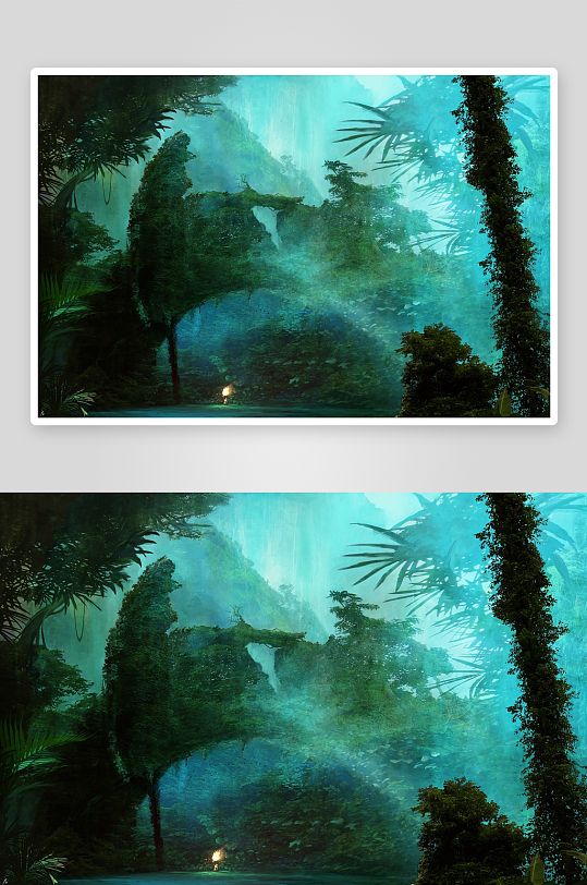 神秘丛林瀑布景观-众图网