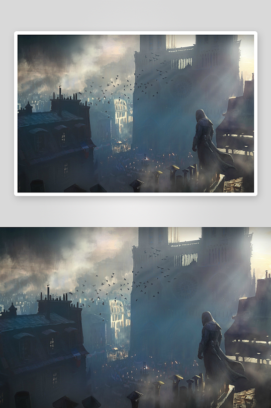 神秘人物俯瞰古老城市夜景-众图网